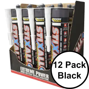 Stixall Extreme Power Cartridge Sealant and Adhesive in Black 290ml Case of 12 Tubes