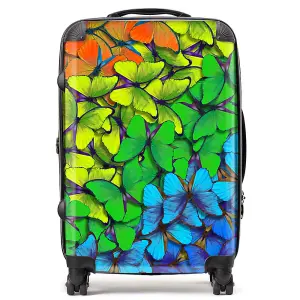 Multicoloured Butterfly Pattern Suitcase - Medium