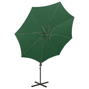 Berkfield Cantilever Umbrella with Pole and LED Lights Green 300 cm