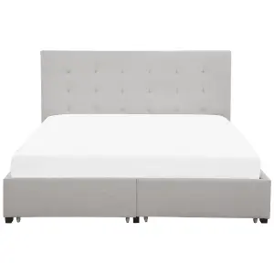 Fabric EU Super King Bed with Storage Light Grey LA ROCHELLE