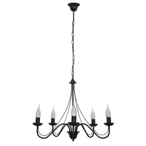 Luminosa Malbo Multi Arm Pendant Ceiling Light Black 60cm