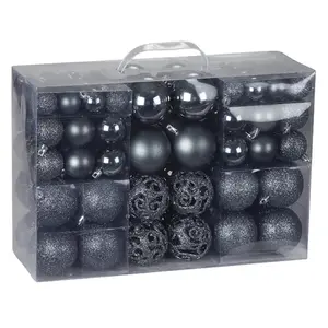 100 Piece Shatterproof Christmas Bauble Set Gray