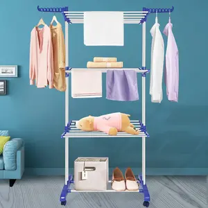 Stainless Steel Foldable Standard Drying Rack Blue/Grey