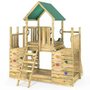 Rebo Modular Wooden Climbing Frame Adventure Playset - M21 with Ramp