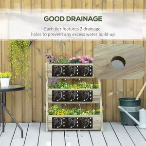 Outsunny 3 Tier Raised Garden Bed Wooden Elevated Planter Box Kit, Green