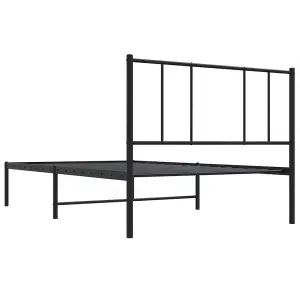 Berkfield Metal Bed Frame with Headboard Black 90x190 cm 3FT Single