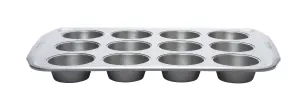 Circulon Momentum Grey Rectangular Carbon Steel Dishwasher Safe Non-Stick 12 Cup Muffin Tin