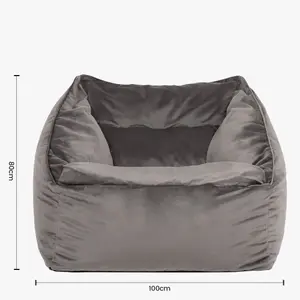 icon Natalia Velvet Armchair Bean Bag Charcoal Grey Giant Bean Bag Chair