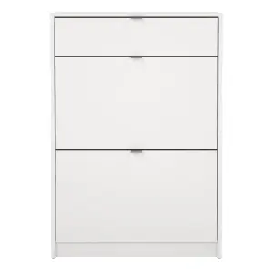 Shoes Shoe Cabinet 2 Flip Down Doors + 1 Drawer in White