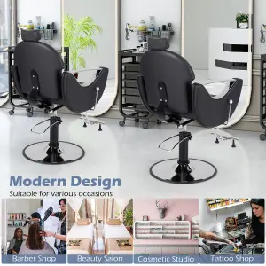 COSTWAY Adjustable Barber Chair 360 Swivel Reclining Salon Chair for Hair Stylist