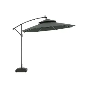 3M Dark Grey Canopy Tilting Solar Roman Umbrella with Fillable Base