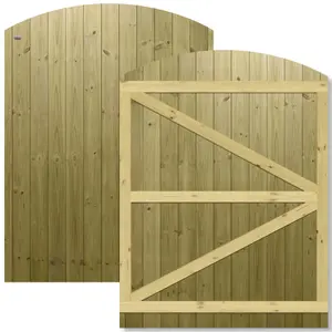 Premier Garden Supplies Pedestrian Gate 180cm (6ft) High x 135cm Wide Tongue & Groove Arch Top Fully Framed Single Swing Gate