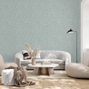 Hotel Luxe Textured Marble Soft Blue / Gold Wallpaper