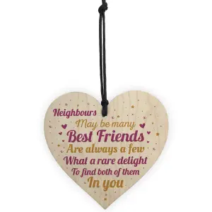 Red Ocean Neighbour Friendship Gift Handmade Wooden Heart Best Friend Plaque Sign Thank You Gifts