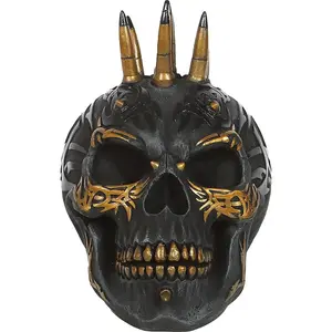 Spiral Direct Resin Skull Sculpture Black/Gold (One Size)