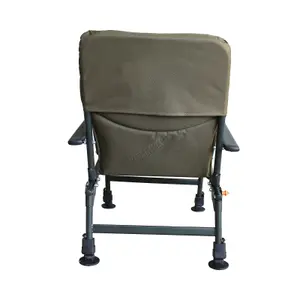 Carpzilla Outdoor Portable Folding Carp Fishing Chair Camping Heavy Duty 4 Adjustable Legs Dark Green FC-053