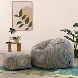 icon Kingston Classic Corduroy Bean Bag & Pouffe Grey Bean Bag Chair