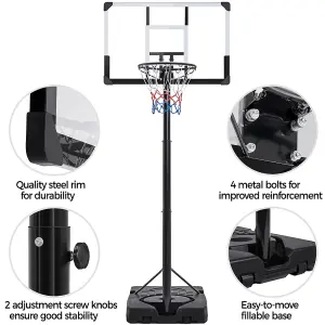 Yaheetech Black Portable Basketball Hoop with Wheels