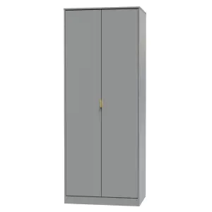 Nashville Ready assembled Contemporary Grey Tall Double Wardrobe (H)1960mm (W)740mm (D)520mm