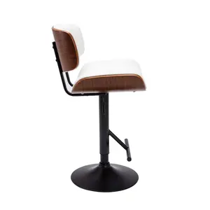 Caneghem Height Adjustable Swivel Faux Leather Mid-Century Bar Stool White