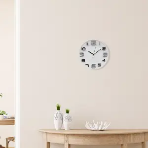 URBNLIVING 28cm Diameter White Large Analogue Wall Clock Bedroom Office Kitchen