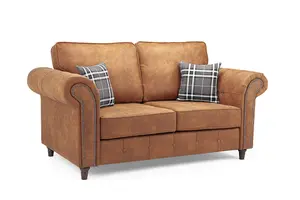 Oakland Suede Leather 2 Seater Sofa Tan Brown