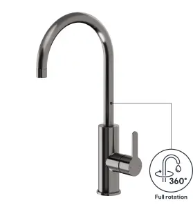 GoodHome Zanthe Black Titanium effect Kitchen Side lever Tap