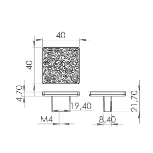 DecorAndDecor - ARIS Antique Silver Decorative Square Modern Cabinet Drawer Knob - Pair