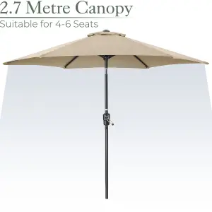 2.7m Crank and Tilt Parasol - Taupe