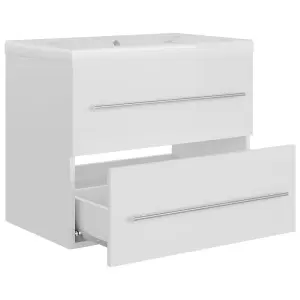 Berkfield Sink Cabinet with Built-in Basin High Gloss White Engineered Wood