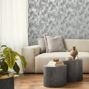 Fine Decor Sierra Texture Dark Silver Wallpaper FD43063