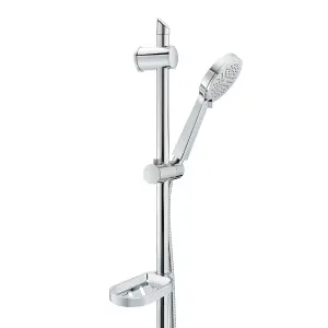 ENKI, ES020, Shower Slider Riser Rail Kit, Includes Adjustable Slider, 3 Setting Shower Head, Soap Dish, Hose, Durable Chrome