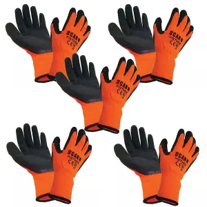 5 Pairs Scan SCAGLOKSTHER Knitshell Thermal Gloves Orange and Black XMS19GLATEX5