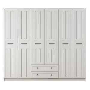 VIENNA XL 6 Door 2 Drawer Wardrobe, White