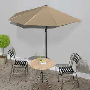 Berkfield Balcony Parasol with Aluminium Pole Taupe 270x135 cm Half