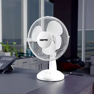 Geepas 9 Inch Desk Fan Oscillating Portable Rotating Air Cooling Fan 2 Speed, Pack of 2