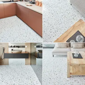 Vinyl Floor Tiles Self Adhesive - 30 Pack Covers 59.9 sqft (5.57 sqm) - Rectangle Tile Size (30.4 x 60.9cm) - Terrazzo Effect