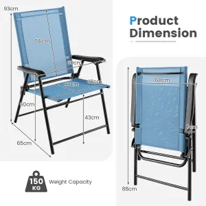 Costway Set of 4 Patio Folding Dining Chairs Outdoor Portable Sling Back Chairs