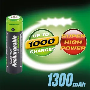 LLOYTRON NiMH Rechargeable AccuDigital Batteries AA Size 1300mAh 4 Pack