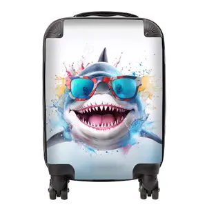 Splashart Shark In Glasses Suitcase - Mini Cabin