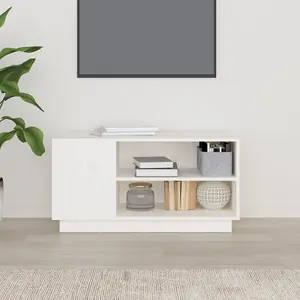 Berkfield TV Cabinet White 80x35x40.5 cm Solid Wood Pine