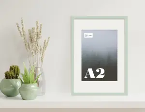 A2 Mint Green Picture Frame With Mount for A3 (29.7 x 42cm - 11.7 x 16.5in) Poster, Photo, Artwork, or Print.