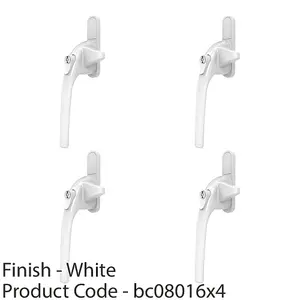 4 PACK - White Cockspur Locking Window Handle - Left Hand - 9 13 17 & 21mm Rebate