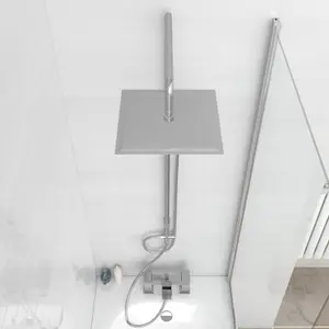 Nes Home Modern Exposed Square Shower Handset & Riser Rail Kit Chrome