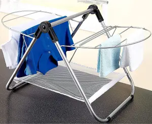 Countertop Drying Rack - Tabletop Clothes Horse Airer with Mesh Shelf and Drying Wings 74 x 43 x 41cm