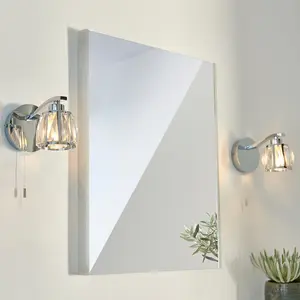 Luminosa Ria Bathroom Metal Wall Lamp, Chrome Plate, Crystal Glass, IP44