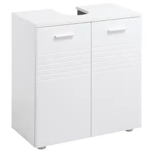 kleankin Bathroom Pedestal Under Sink Cabinet with Storage Shelf Double Door