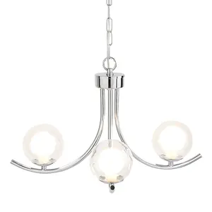 Jimena 3-Light Polished Chrome Chandelier Pendant Ceiling Light