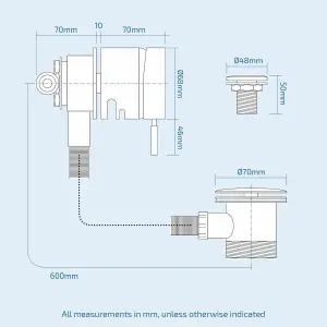 Nes Home Bathroom Bath Filler With Control Valve & Sprung Waste & Overflow