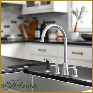 Artisan Kensington 3 Hole Traditional Kitchen Mixer Tap With Hand Spray - Chrome